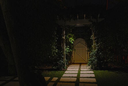 focal lighting on garden door 