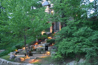 tiered landscape stair lighting 